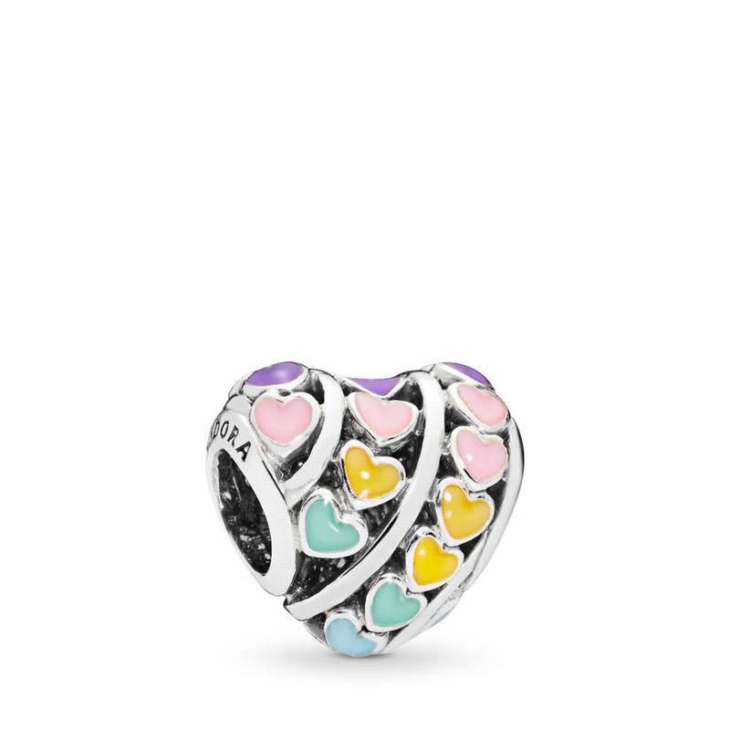 Pandora Australia Rainbow Hearts Charm - Sterling Silver | EZQOLS178